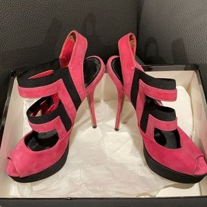 Sebastian pink & black high heel shoes, size 37